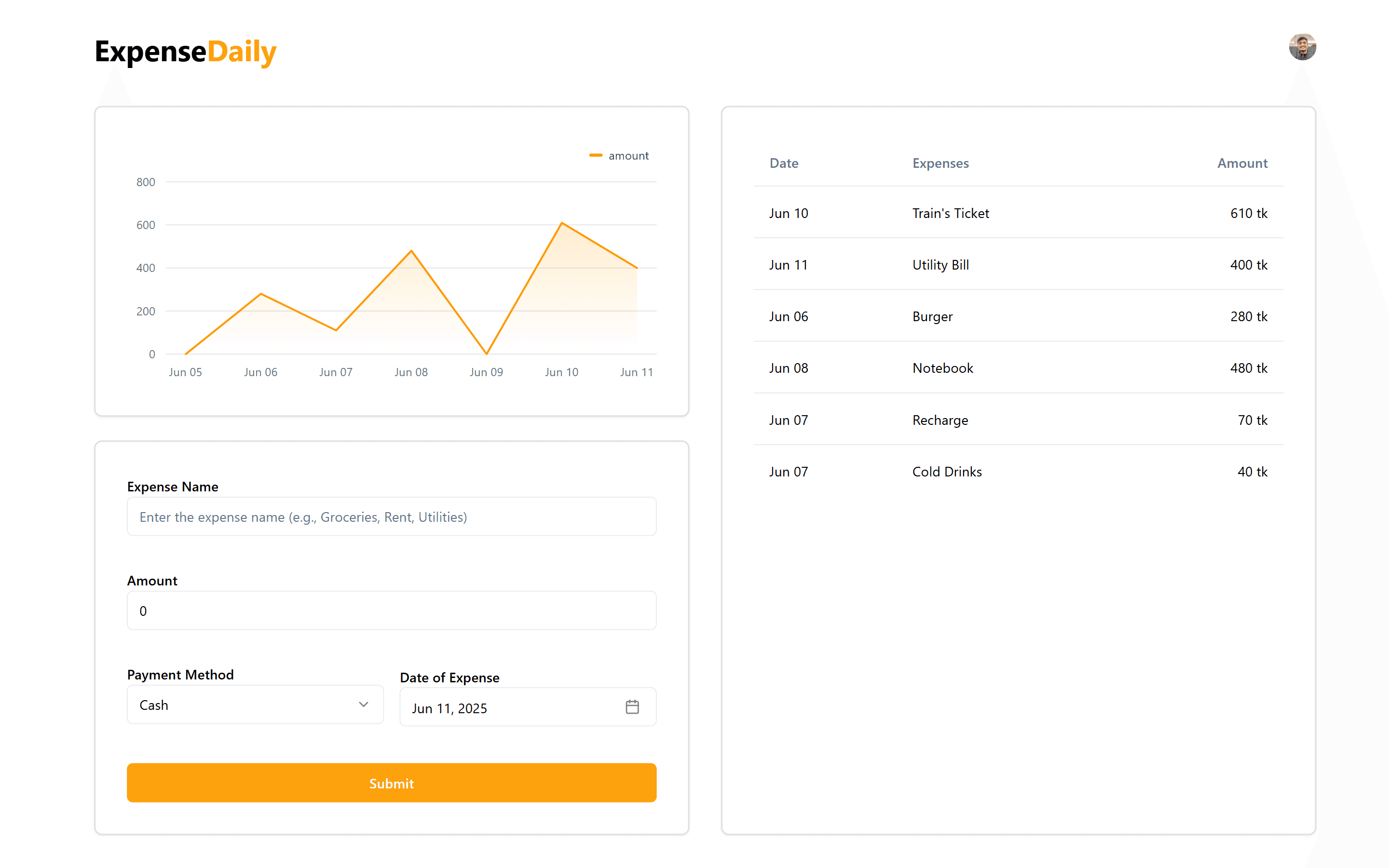 Expense Daily app screenshot